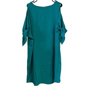 NWT- Gibson Latimer Cold Shoulder Tie Sleeve Teal Aqua Tunic Mini Dress Size XL